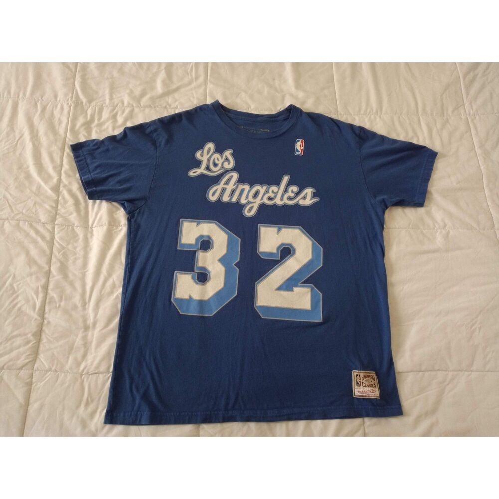 Los Angeles Lakers Magic Johnson 32 Retro Blue Jersey T-shirt Men's Extra Large
